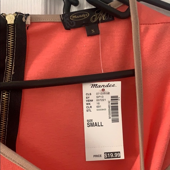 Cream and pink/peach fitted mini dress - Picture 6 of 6